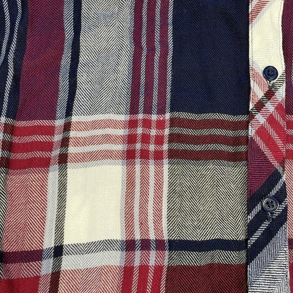 Rails Hunter Plaid Button Front Long Sleeve Shirt Flannel Burgundy Navy Blue S - Picture 8 of 10